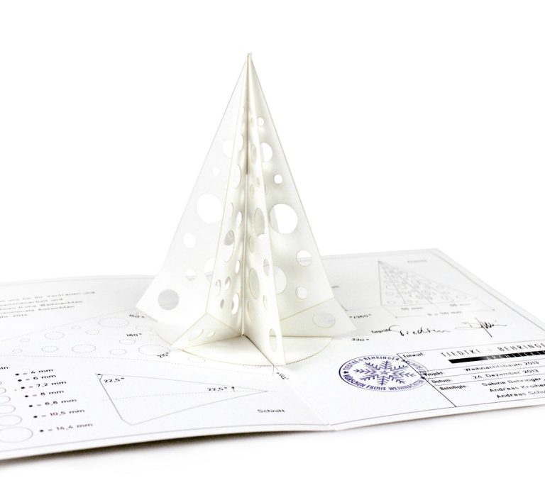 Pop-up Karte mit abstraktem Weihnachtsbaum