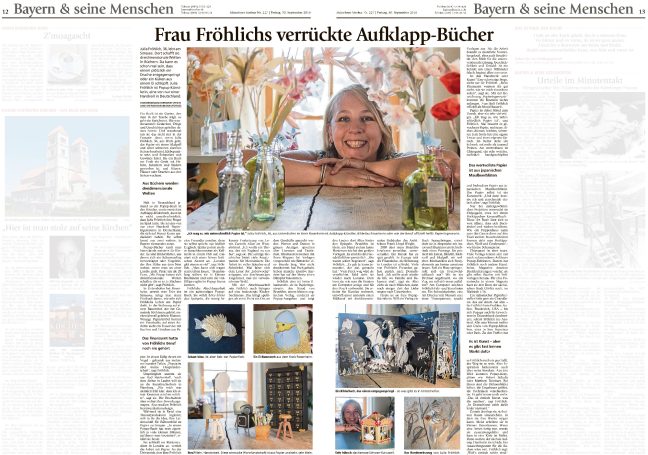 Zeitungsartikel im OVB über Julia Schreiber Papierkunst.